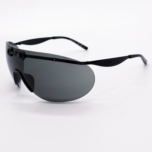 NEW AUTHENTIC GUCCI GG1656S 001, BLACK METAL OVERSIZED MASK SUNGLASSES G… - Picture 6 of 13
